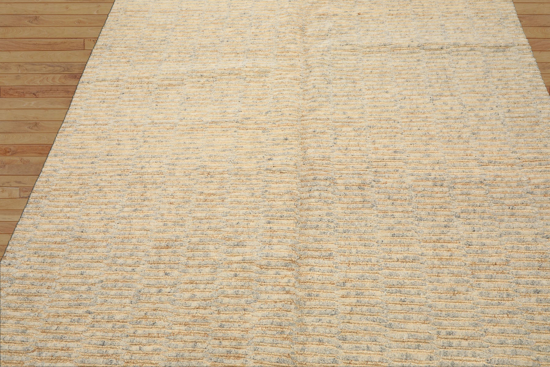 6x9 Ivory, Beige, Gray Color Hand Knotted Tibetan Wool & Jute Contemporary Oriental Rug