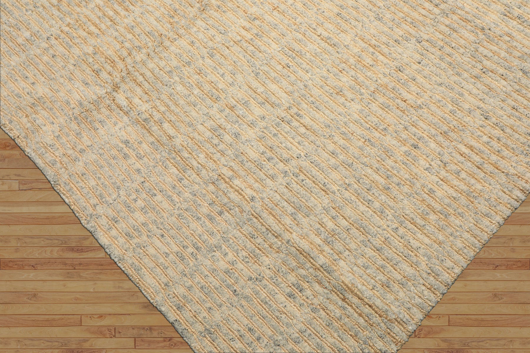 6x9 Ivory, Beige, Gray Color Hand Knotted Tibetan Wool & Jute Contemporary Oriental Rug
