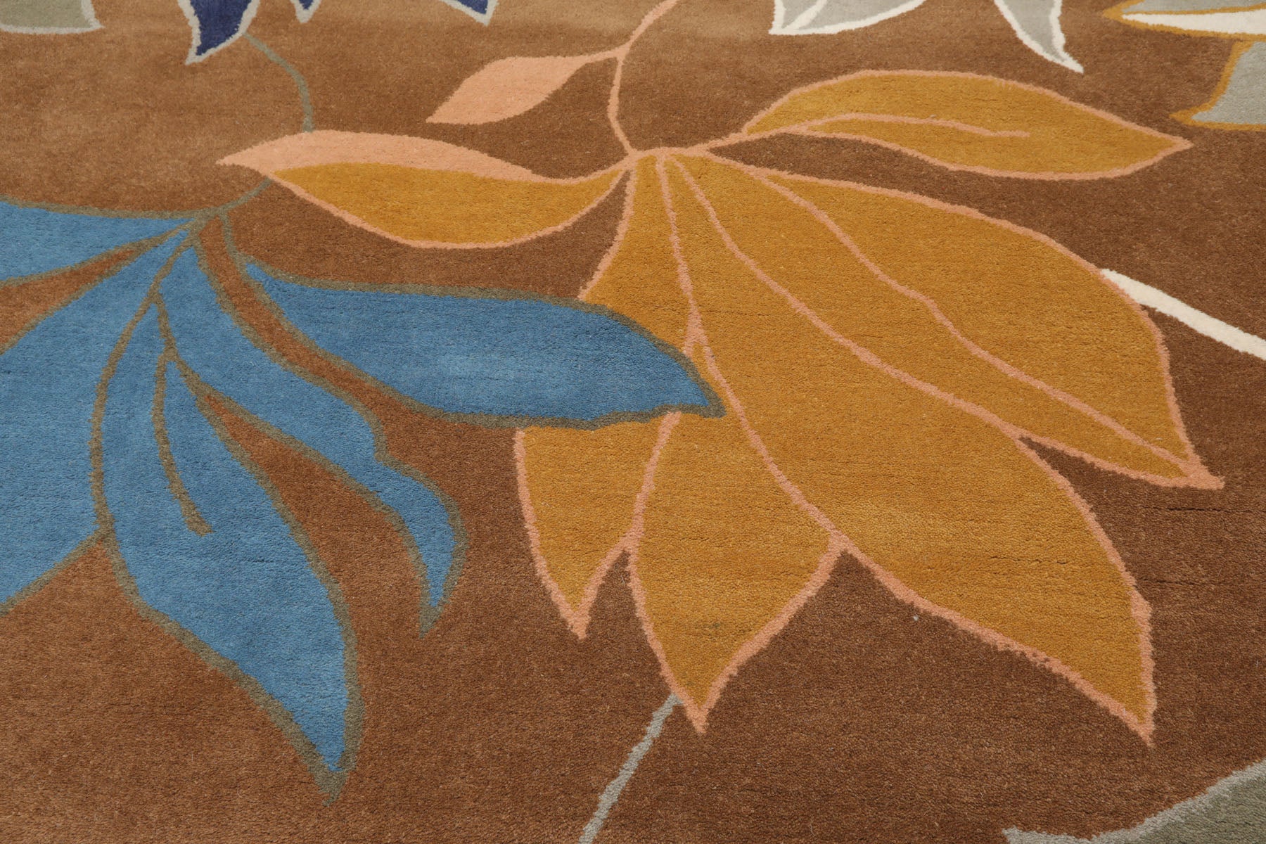 Karista Multi Sizes Hand Tufted Brown Floral Wool Oriental Area Rug by LoomBloom Contemporary Design