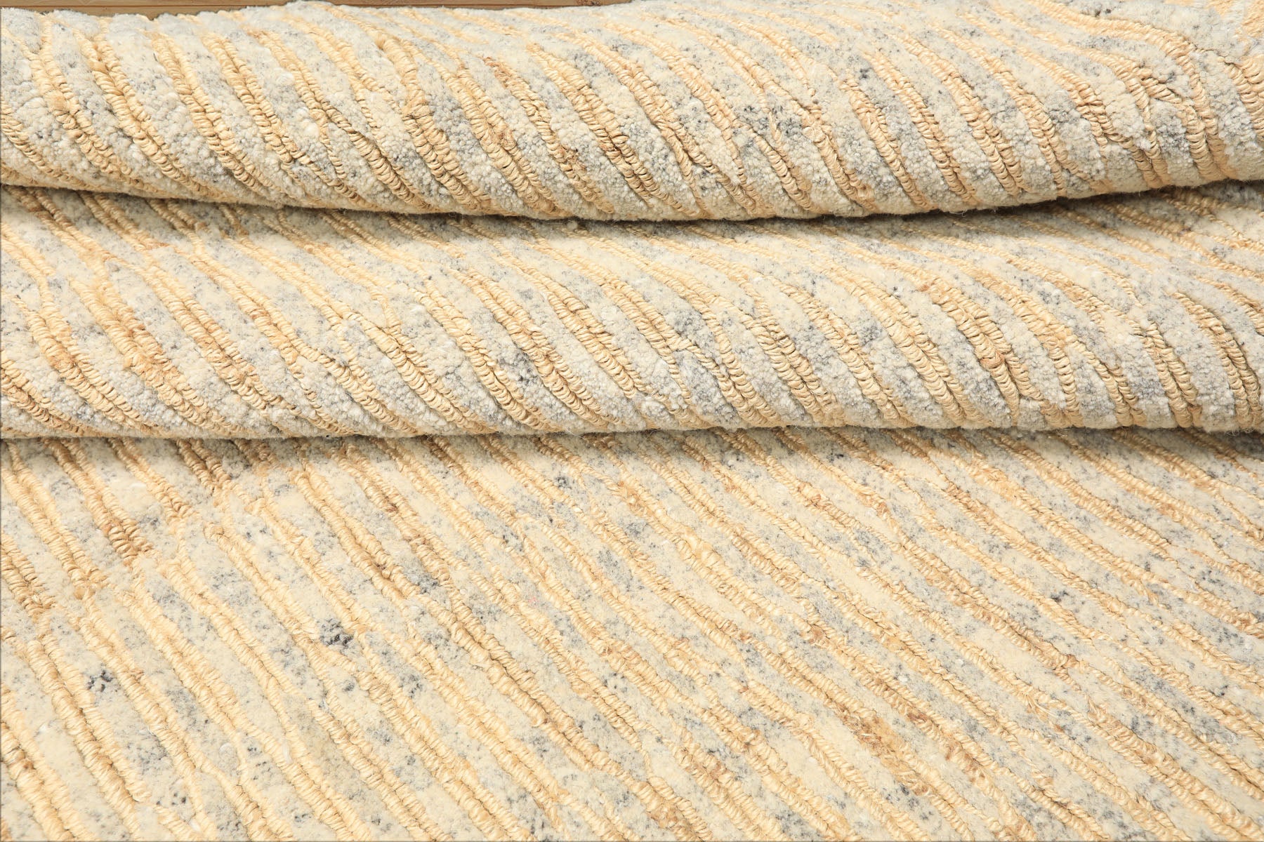 6x9 Ivory, Beige, Gray Color Hand Knotted Tibetan Wool & Jute Contemporary Oriental Rug