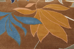 Karista Multi Sizes Hand Tufted Brown Floral Wool Oriental Area Rug by LoomBloom Contemporary Design