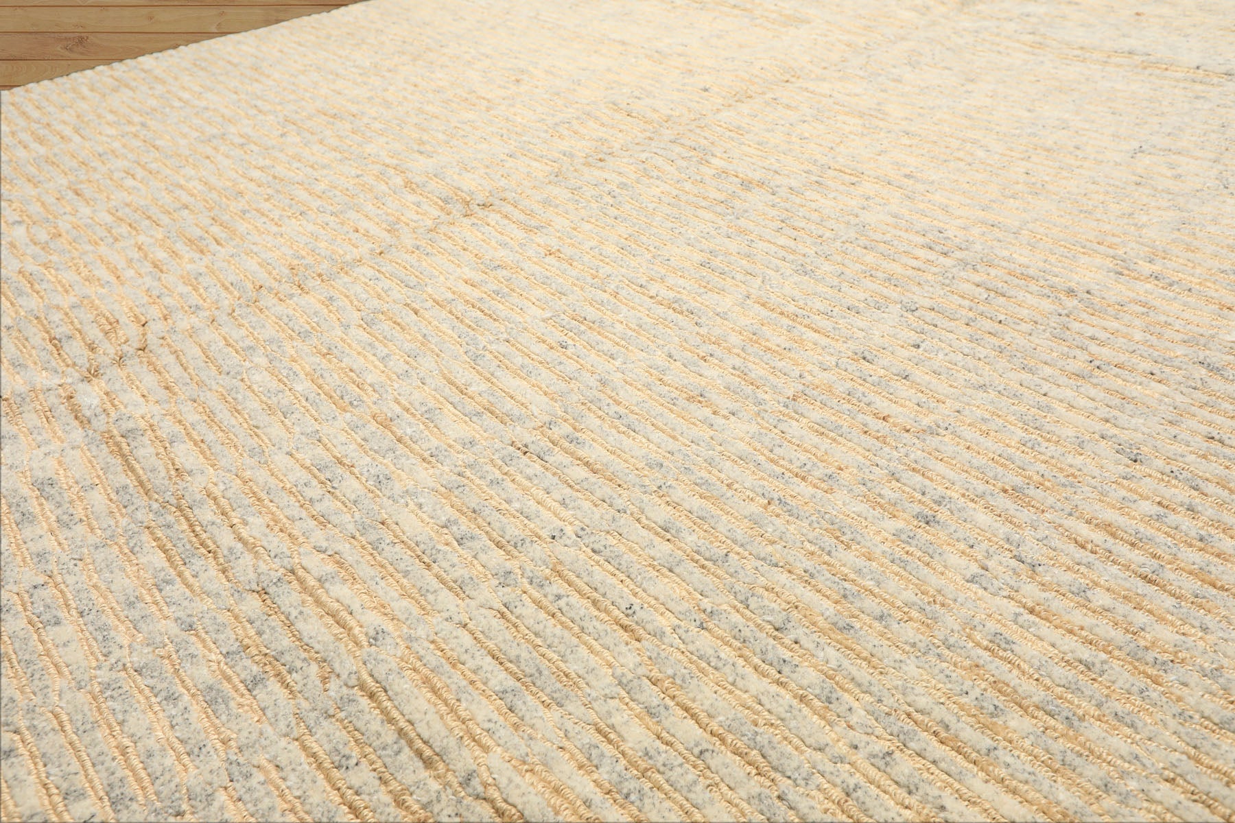 6x9 Ivory, Beige, Gray Color Hand Knotted Tibetan Wool & Jute Contemporary Oriental Rug