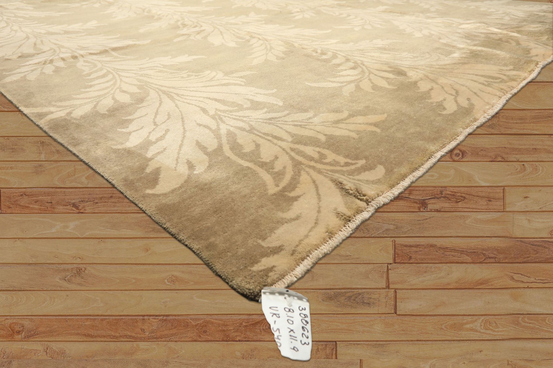 8x10 Moss, Beige, Color Hand Knotted Tibetan Wool Transitional Oriental Rug