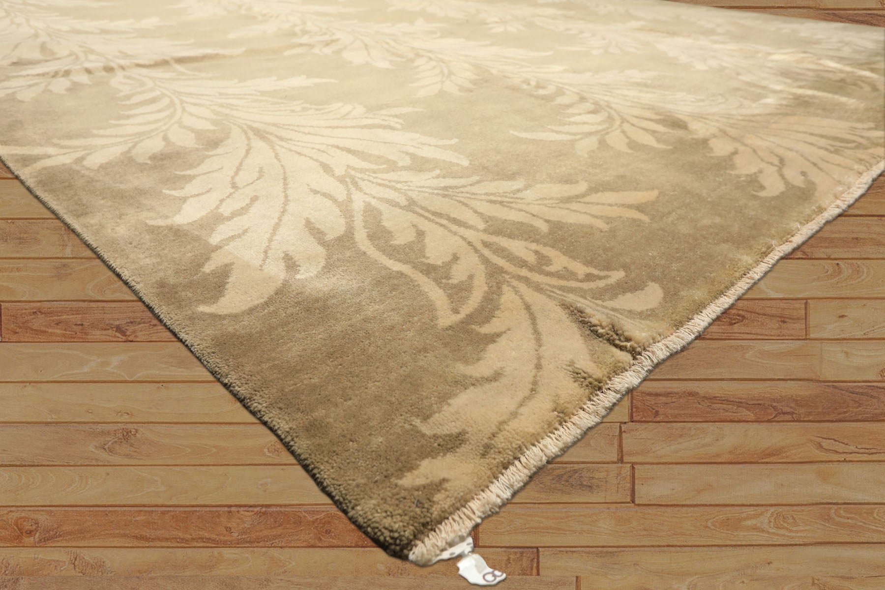 8x10 Moss, Beige, Color Hand Knotted Tibetan Wool Transitional Oriental Rug
