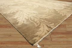 8x10 Moss, Beige, Color Hand Knotted Tibetan Wool Transitional Oriental Rug