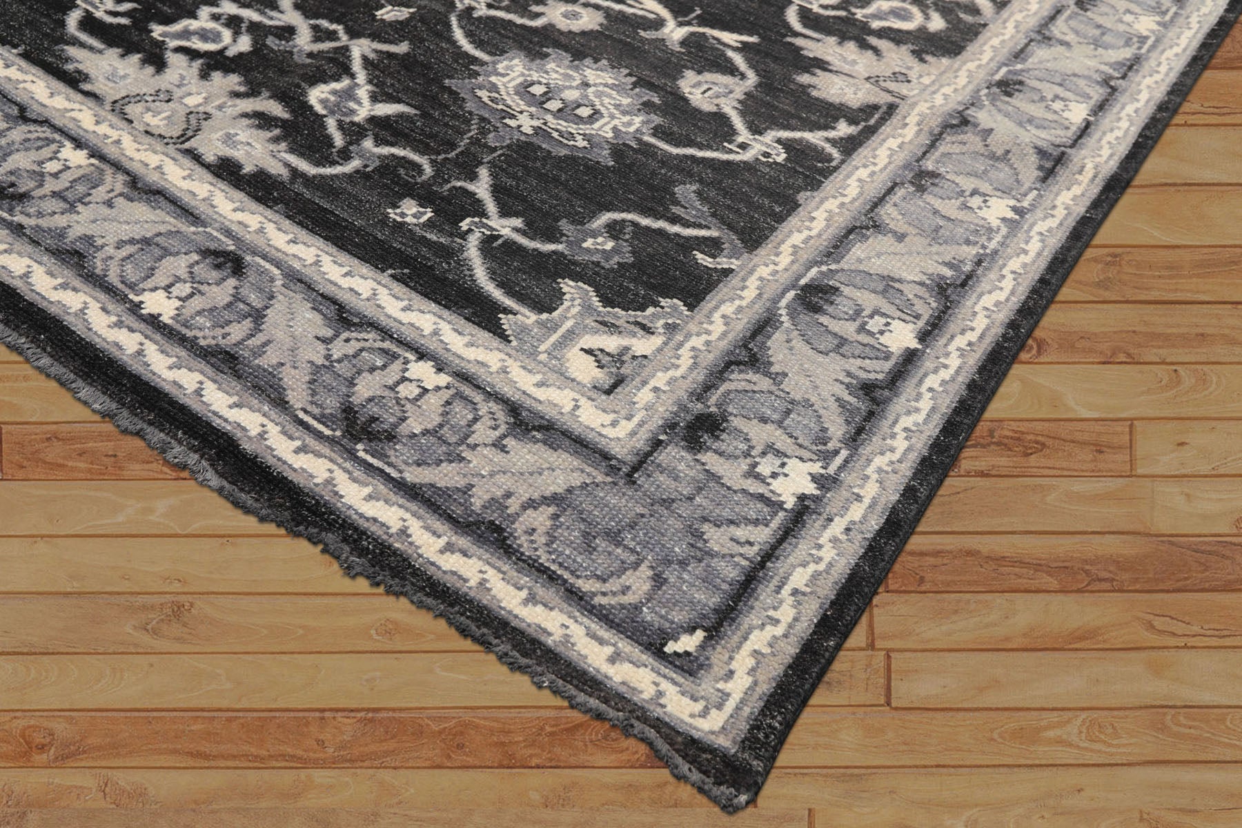 6x9 Charcoal, Gray, Graphite Color Hand Knotted Oushak Wool Traditional Oriental Rug