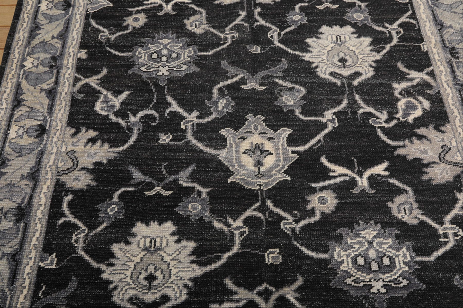 6x9 Charcoal, Gray, Graphite Color Hand Knotted Oushak Wool Traditional Oriental Rug