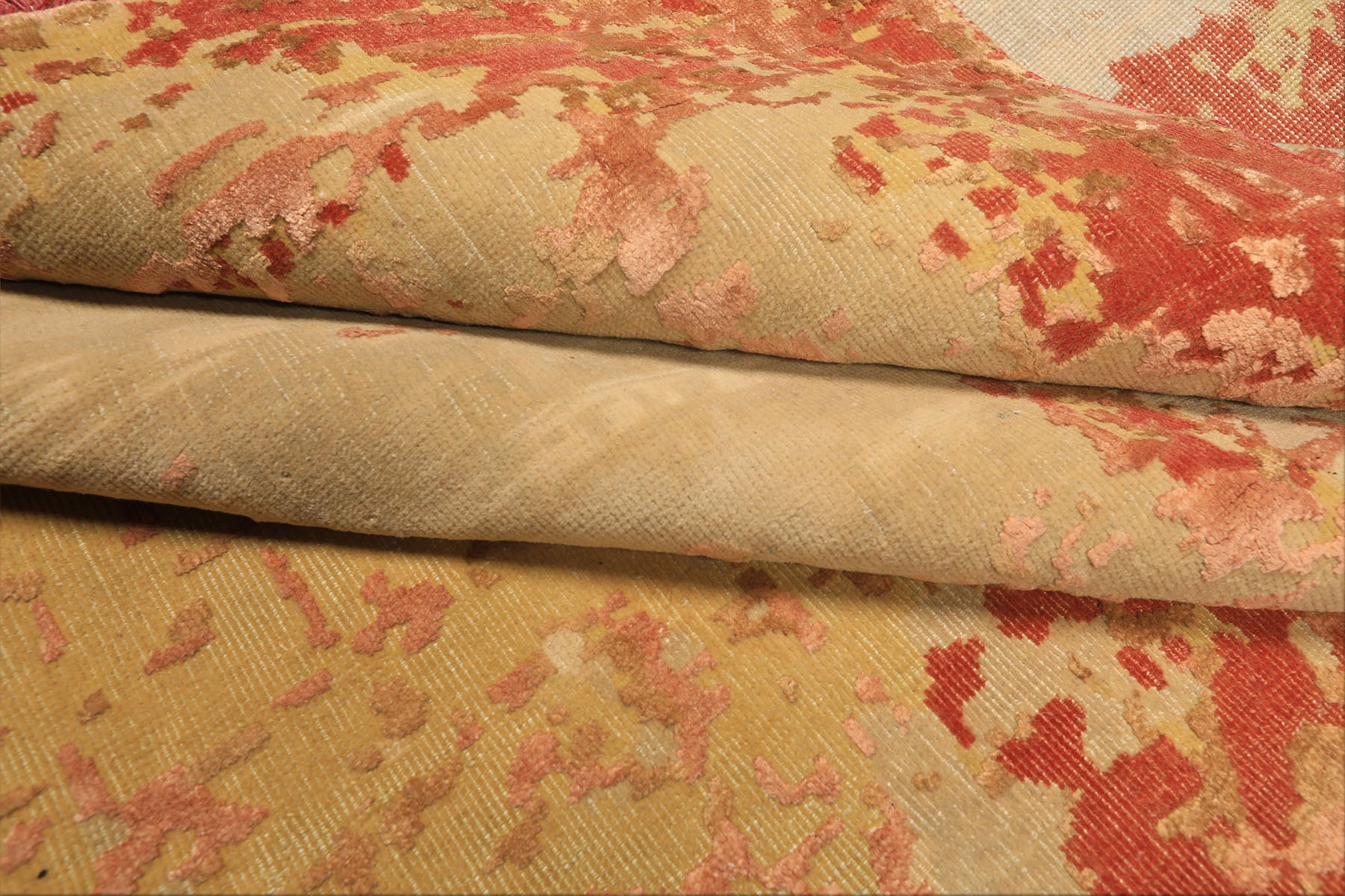8x10 Gold, Sage, Burnt Orange Color Hand Knotted Sherpa Wool & Bamboo Silk Modern & Contemporay Oriental Rug