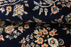 4x6 Navy, Ivory, Peach Color Hand Knotted Sarouk New Zealand Wool Traditional Oriental Rug