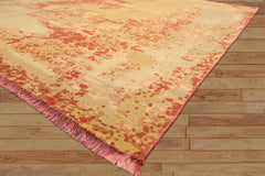 8x10 Gold, Sage, Burnt Orange Color Hand Knotted Sherpa Wool & Bamboo Silk Modern & Contemporay Oriental Rug