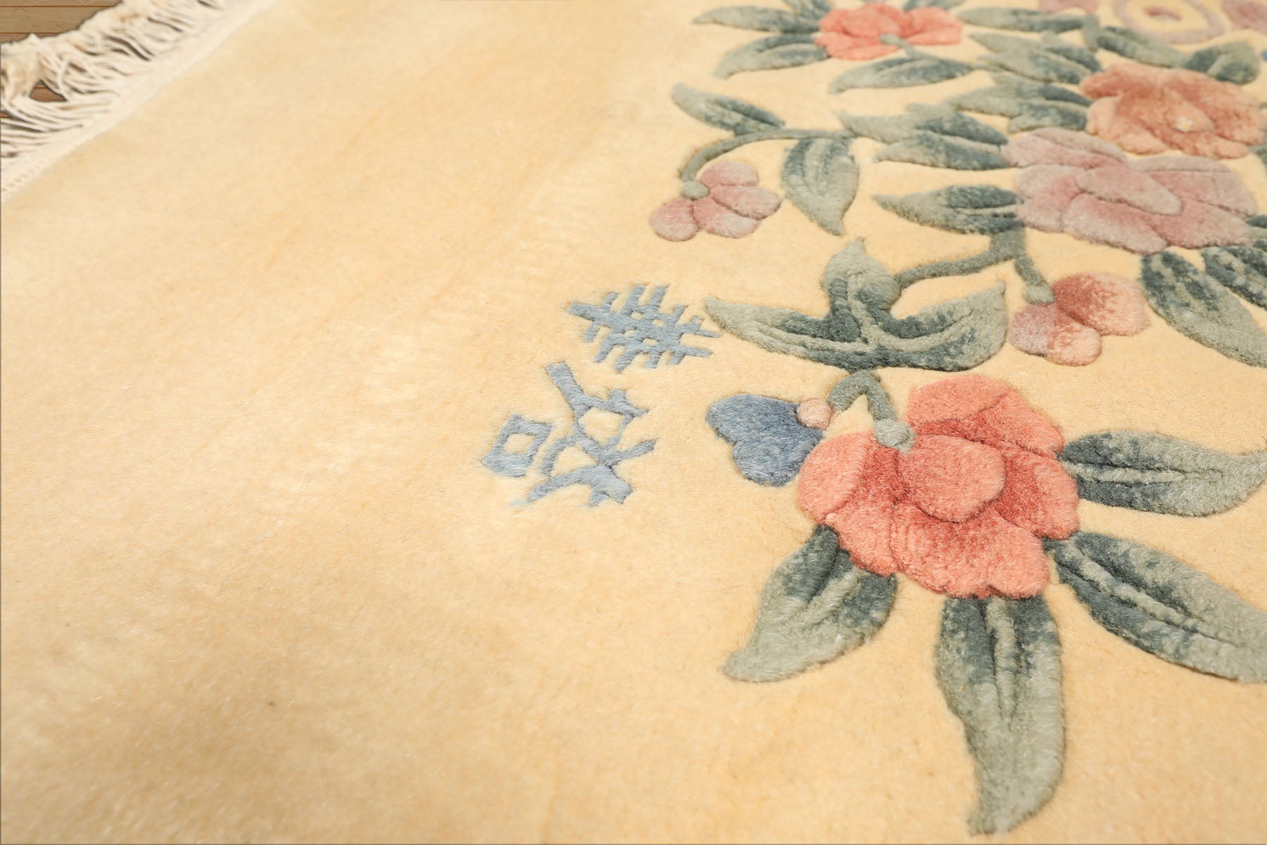 4x6 Ivory, Blush, Taupe Color Hand Knotted French Aubusson Savonnerie Wool Traditional Oriental Rug