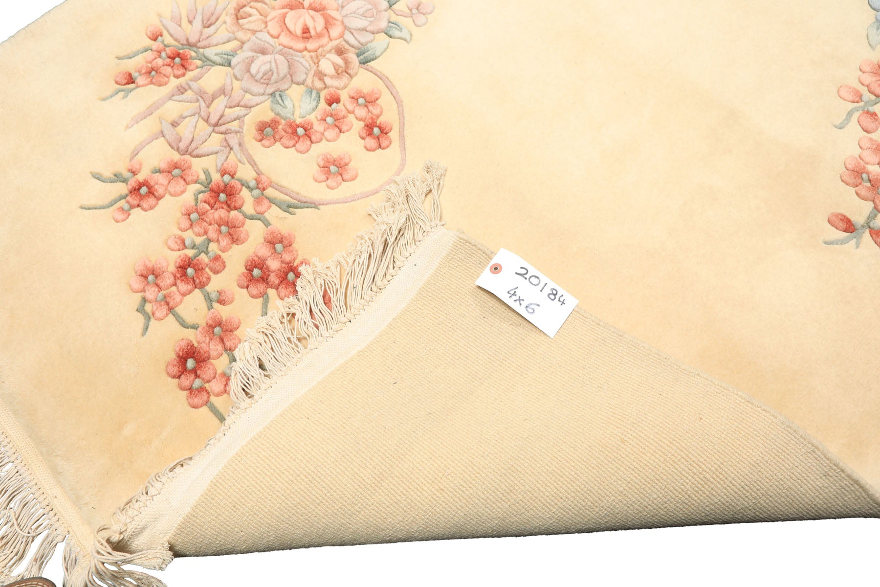 4x6 Ivory, Blush, Taupe Color Hand Knotted French Aubusson Savonnerie Wool Traditional Oriental Rug