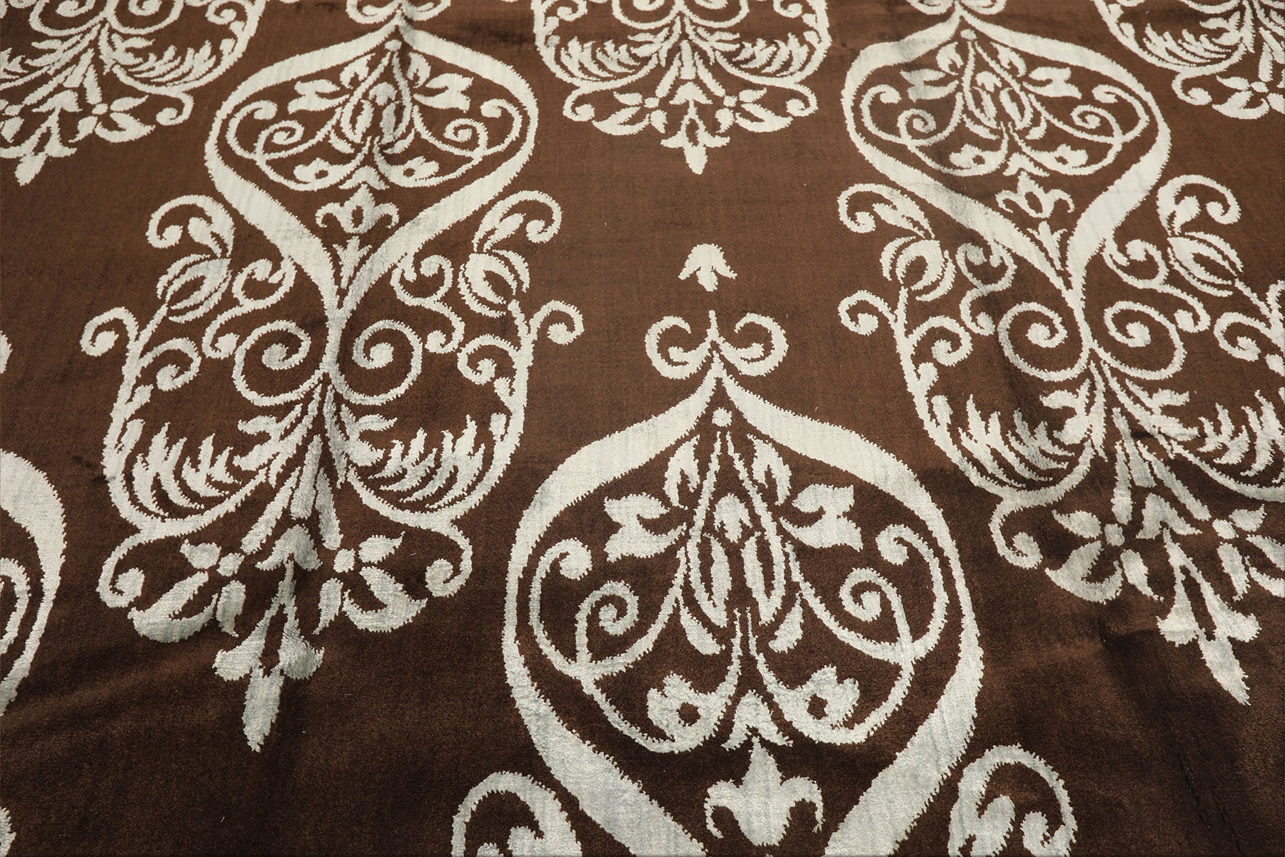 8x10 Chocolate, Slate, Color Hand Loomed Indo Tibetan Wool & Bamboo Silk Transitional Oriental Rug