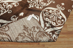 8x10 Chocolate, Slate, Color Hand Loomed Indo Tibetan Wool & Bamboo Silk Transitional Oriental Rug