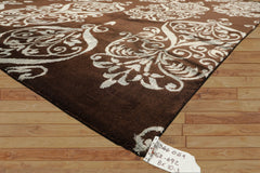 8x10 Chocolate, Slate, Color Hand Loomed Indo Tibetan Wool & Bamboo Silk Transitional Oriental Rug