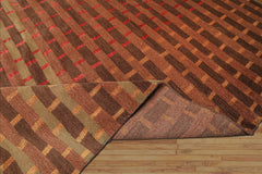 8x10 Raspberry, Rust, Moss Color Hand Knotted Tibetan Wool & Pure Silk Contemporary Oriental Rug