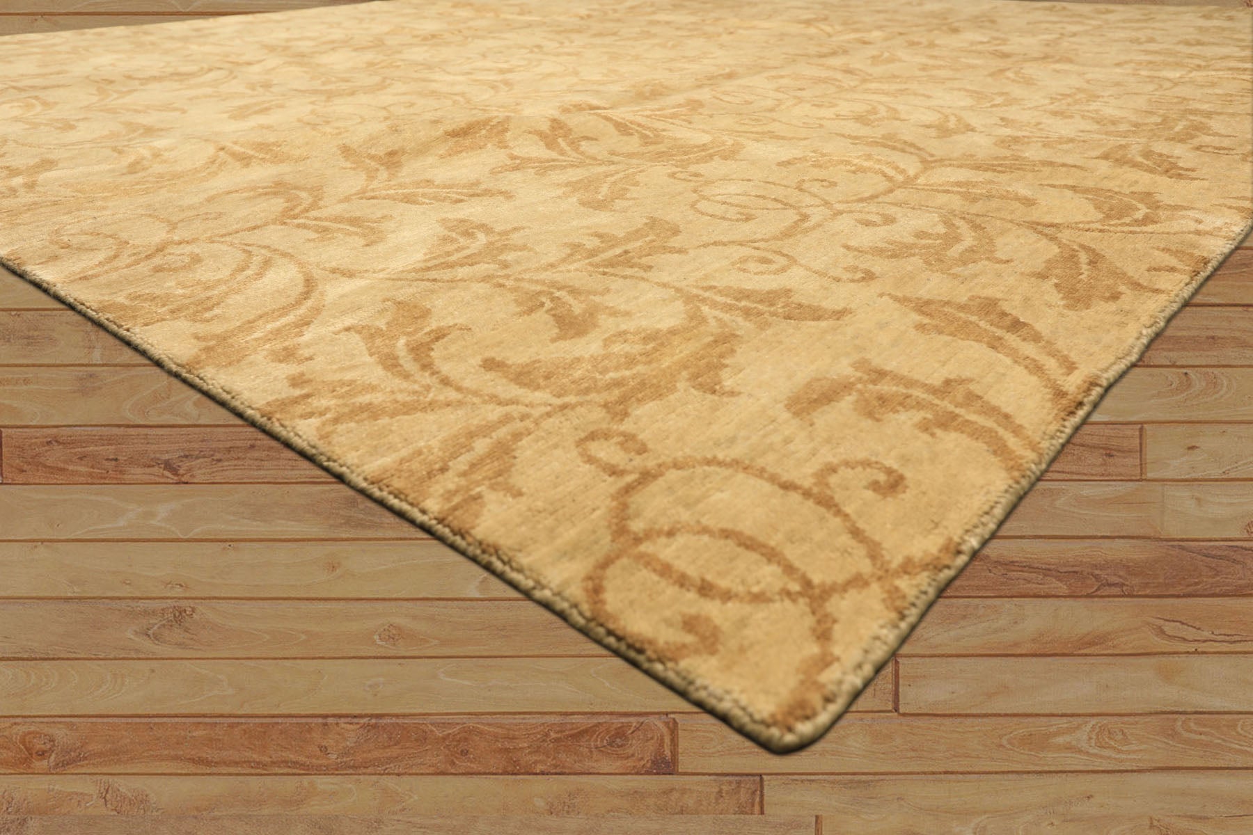 8' Square Tone on Tone Gold, , Color Hand Knotted Tibetan Wool Transitional Oriental Rug