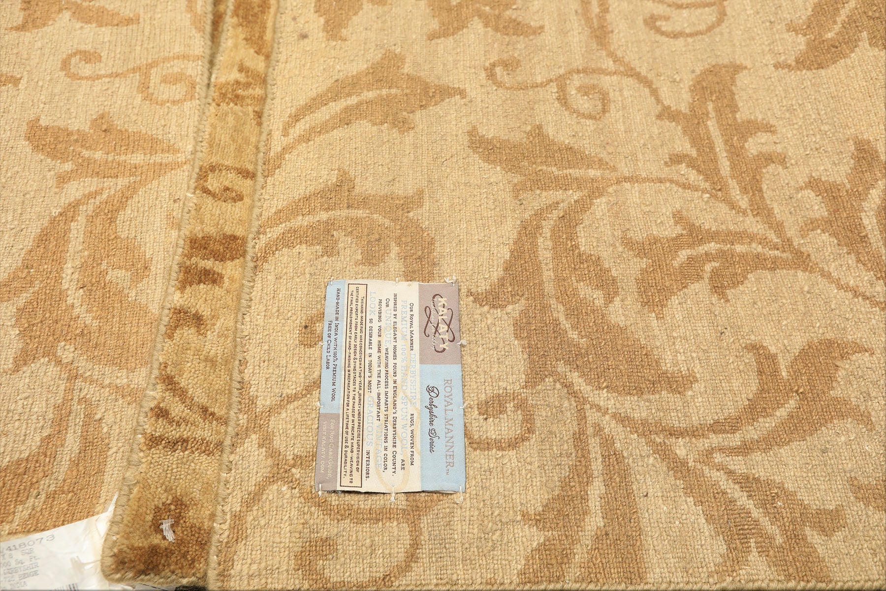 8' Square Tone on Tone Gold, , Color Hand Knotted Tibetan Wool Transitional Oriental Rug