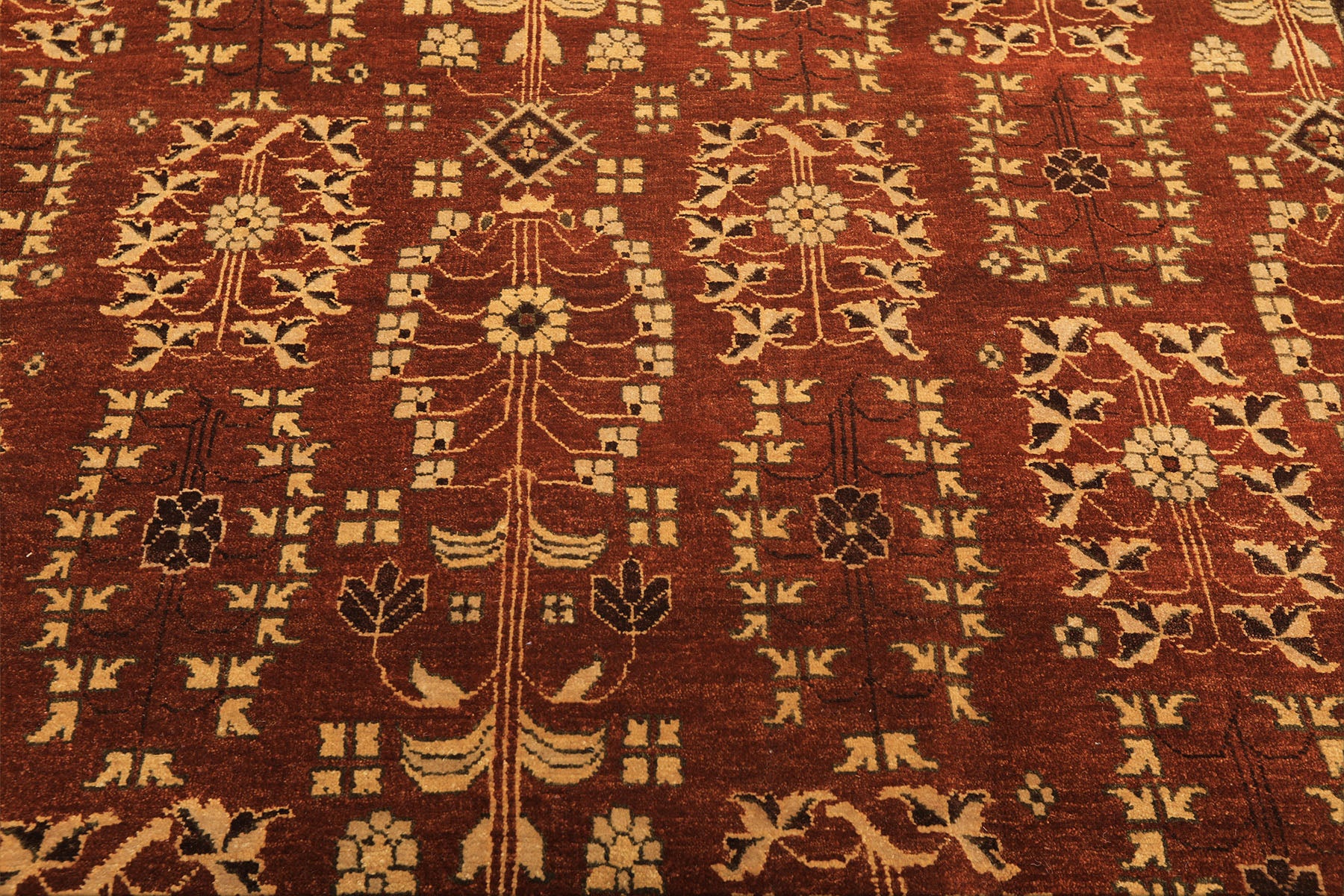 8x10 Rust, Beige, Light Gold Color Hand Knotted Agra Wool Traditional Oriental Rug
