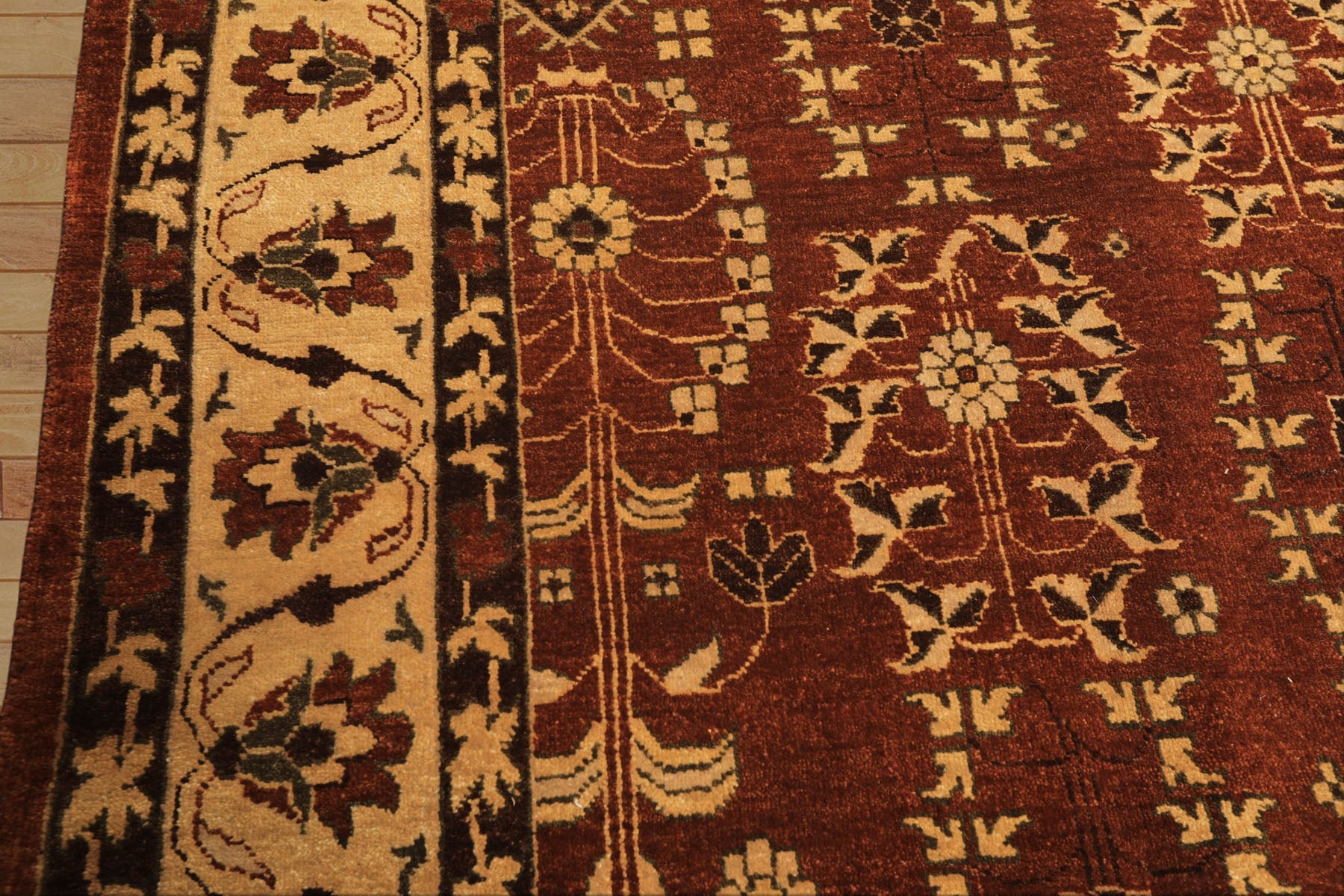 8x10 Rust, Beige, Light Gold Color Hand Knotted Agra Wool Traditional Oriental Rug
