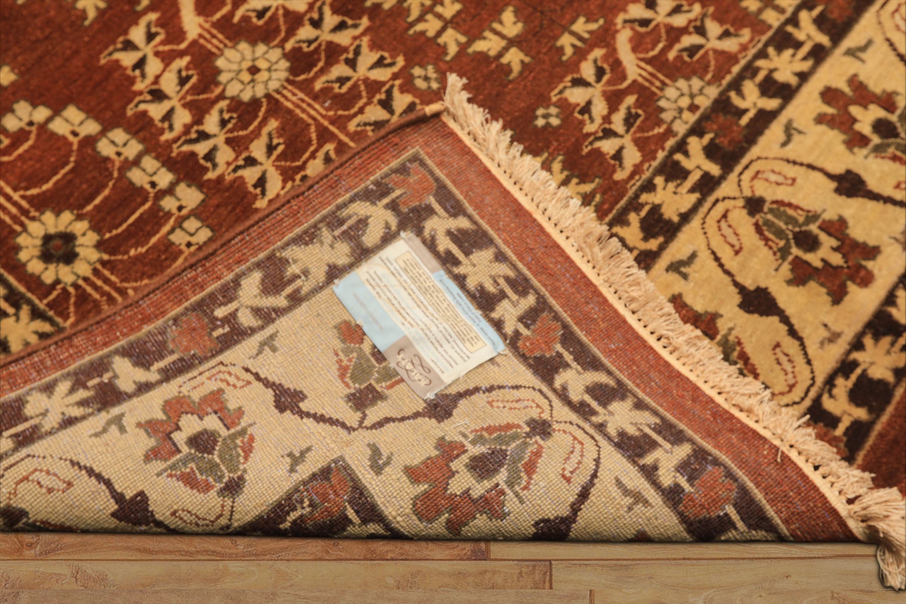 8x10 Rust, Beige, Light Gold Color Hand Knotted Agra Wool Traditional Oriental Rug