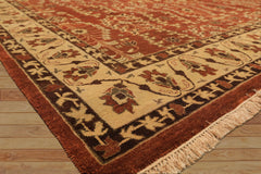 8x10 Rust, Beige, Light Gold Color Hand Knotted Agra Wool Traditional Oriental Rug