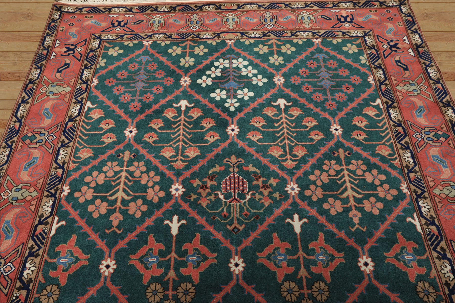 6x9 Turquoise, Orange, Ivory Color Hand Knotted Herati Bidjar New Zealand Wool Traditional Oriental Rug