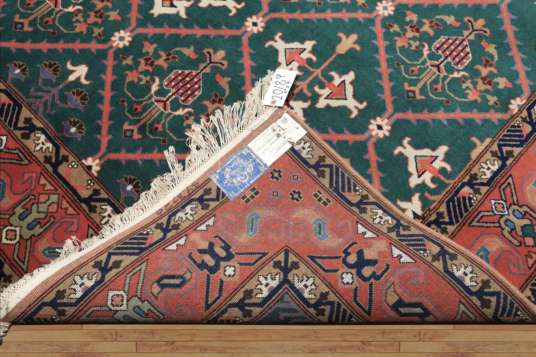 6x9 Turquoise, Orange, Ivory Color Hand Knotted Herati Bidjar New Zealand Wool Traditional Oriental Rug