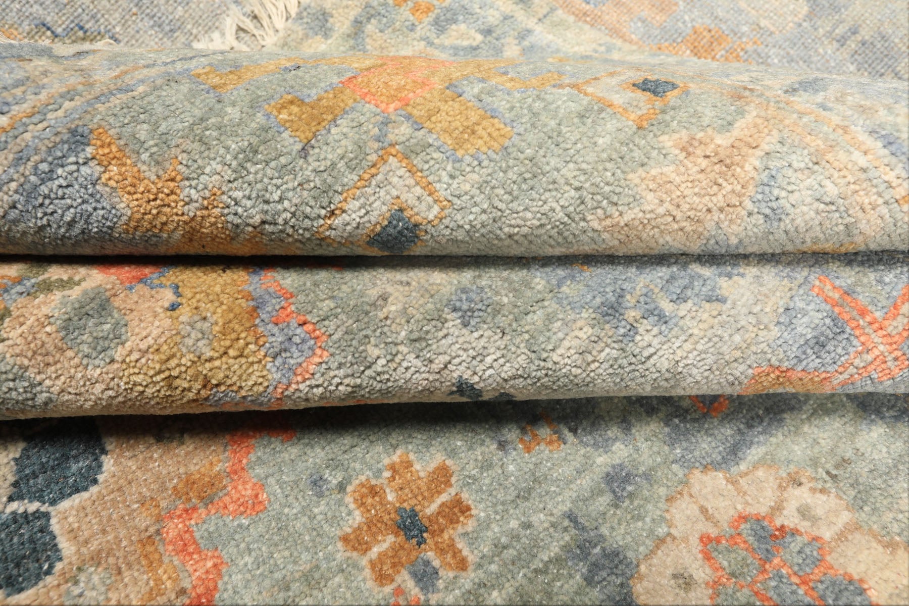 8x10 Blue, Aqua, Gold Color Hand Knotted Oushak Wool Modern & Contemporay Oriental Rug