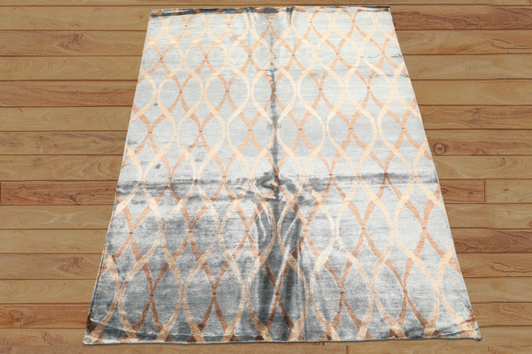 6x9 Slate, Brown, Tan Color Hand Loomed Tibetan Viscose Modern & Contemporay Oriental Rug