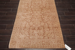 4x6 Tan, Beige, Color Hand Knotted Floral 100% Wool Traditional-Persian/Oriental Oriental Rug