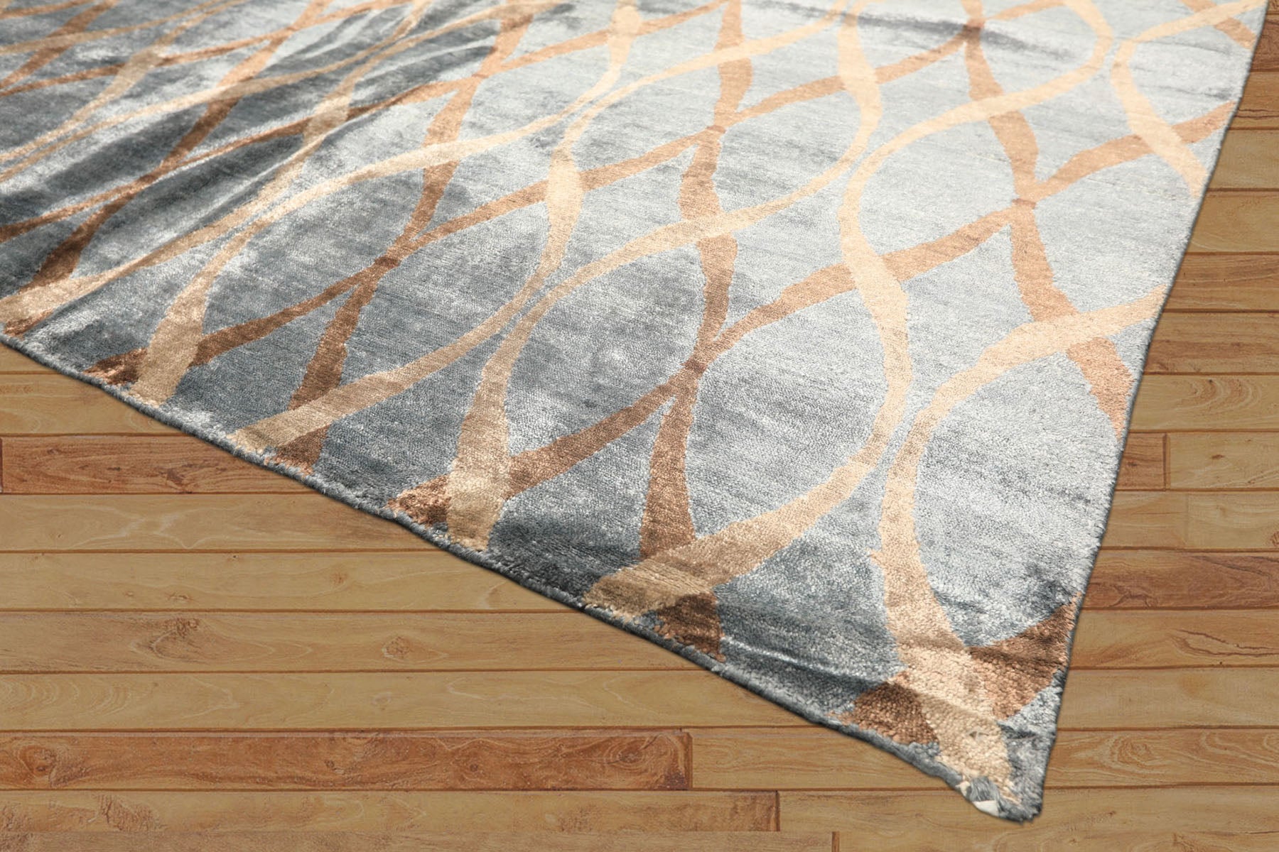 6x9 Slate, Brown, Tan Color Hand Loomed Tibetan Viscose Modern & Contemporay Oriental Rug