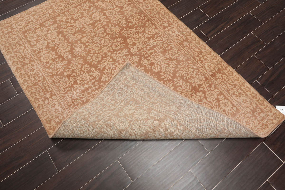 4x6 Tan, Beige, Color Hand Knotted Floral 100% Wool Traditional-Persian/Oriental Oriental Rug