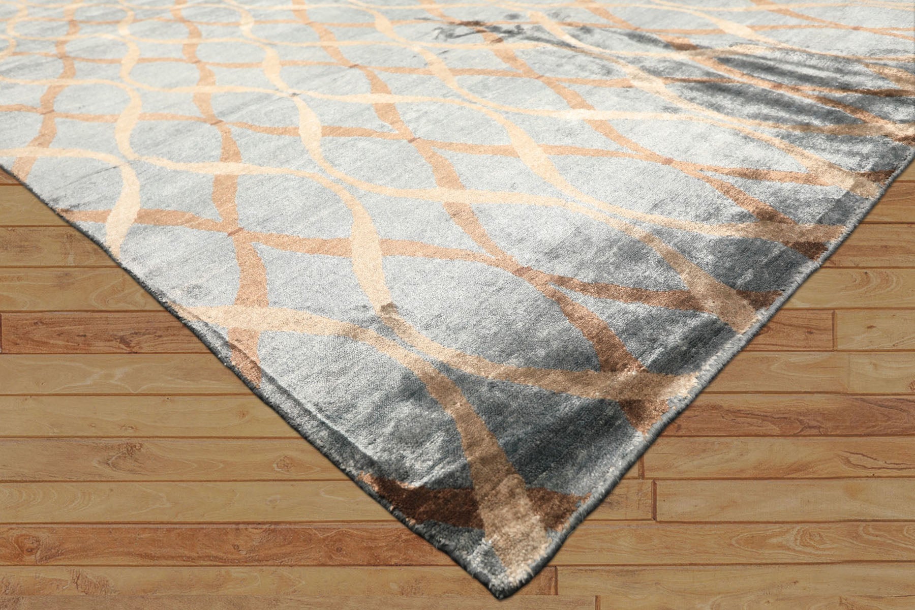 6x9 Slate, Brown, Tan Color Hand Loomed Tibetan Viscose Modern & Contemporay Oriental Rug
