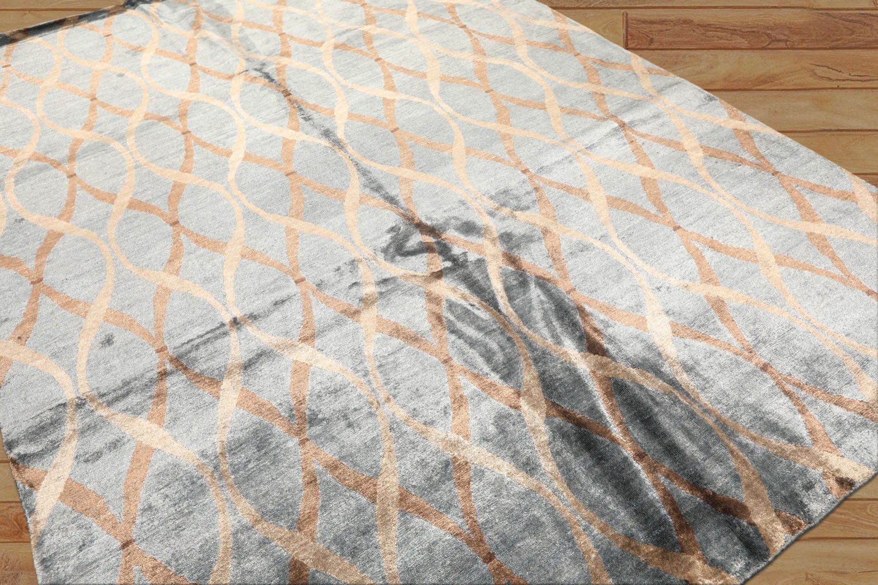6x9 Slate, Brown, Tan Color Hand Loomed Tibetan Viscose Modern & Contemporay Oriental Rug