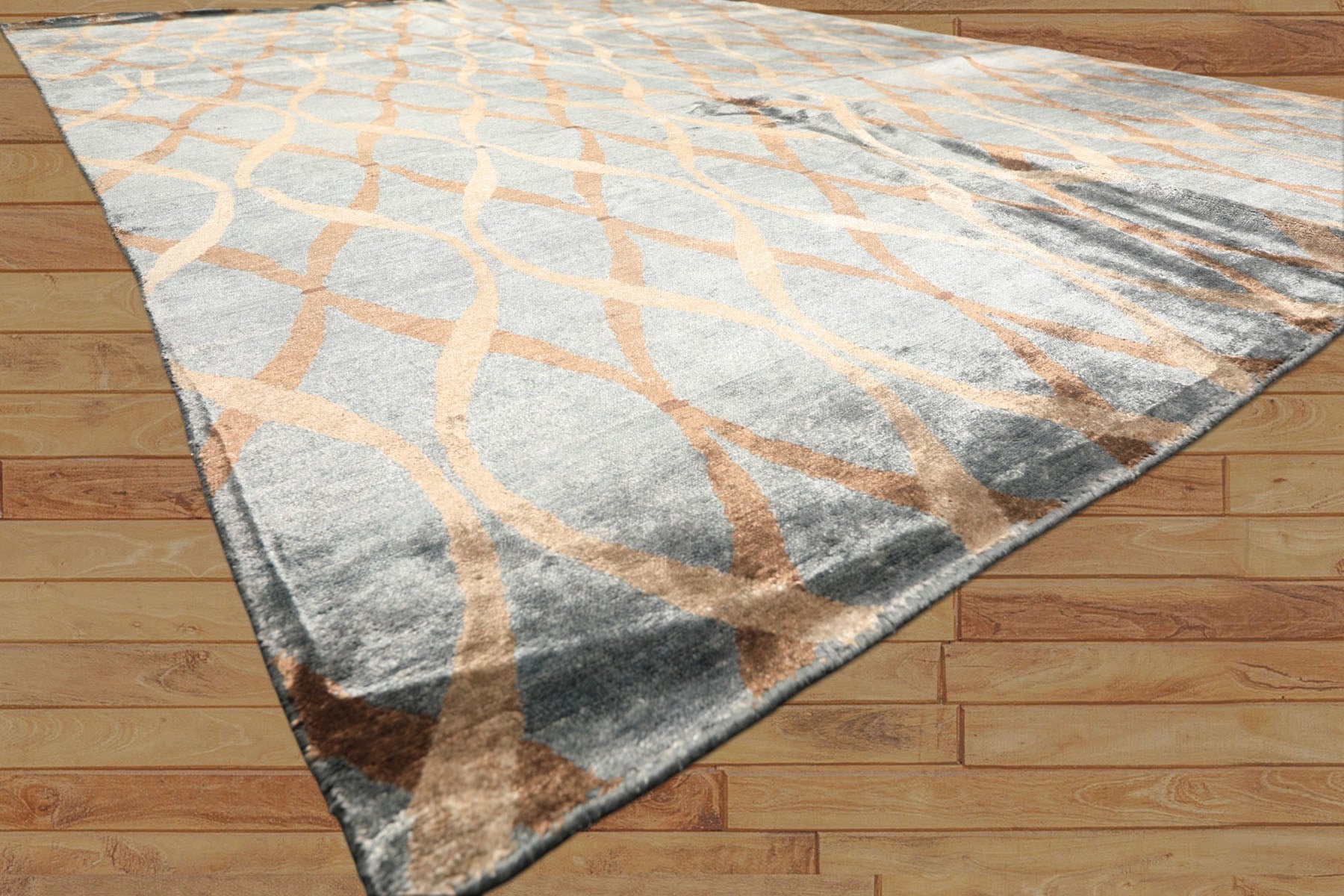 6x9 Slate, Brown, Tan Color Hand Loomed Tibetan Viscose Modern & Contemporay Oriental Rug