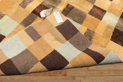 8x10 Gold, Chocolate, Aqua Color Hand Knotted Tibetan New Zealand Wool Modern & Contemporay Oriental Rug