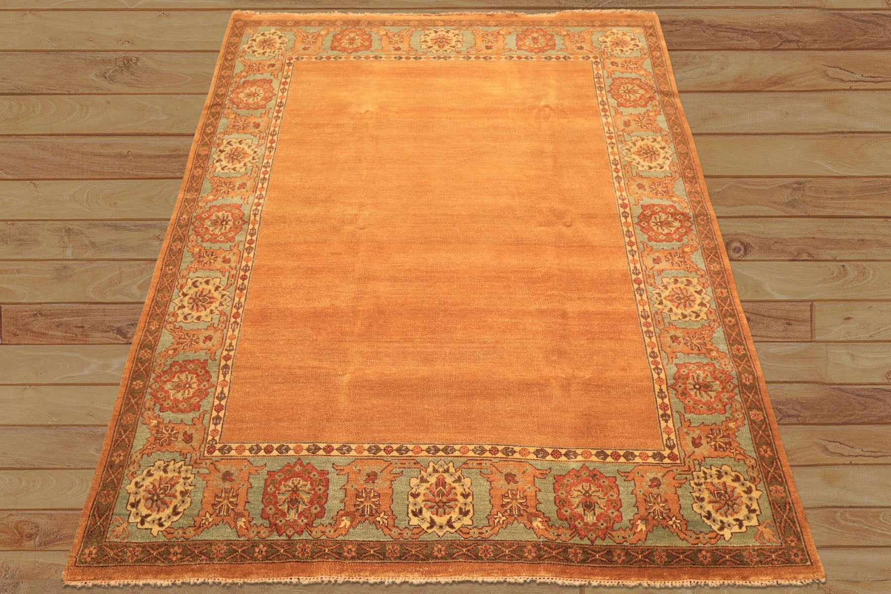 8x10 Caramel, Turquoise, Brown Color Hand Knotted Jaipur Wool Traditional Oriental Rug