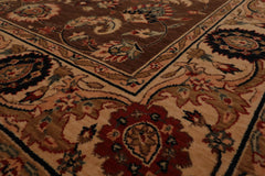 8x10 Brown, Champagne, Black Color Machine Made All-Over 100% Wool Traditional Oriental Rug