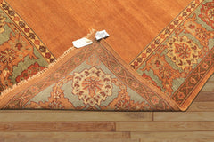 8x10 Caramel, Turquoise, Brown Color Hand Knotted Jaipur Wool Traditional Oriental Rug