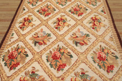 6x9 Ivory, Beige, Tan Color Hand Woven French Aubusson Savonnerie Wool Traditional Oriental Rug