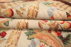 6x9 Ivory, Beige, Tan Color Hand Woven French Aubusson Savonnerie Wool Traditional Oriental Rug