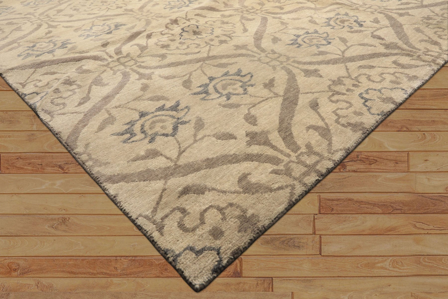 8x10 Gray, Taupe, Slate Color Hand Knotted Tibetan Wool Transitional Oriental Rug