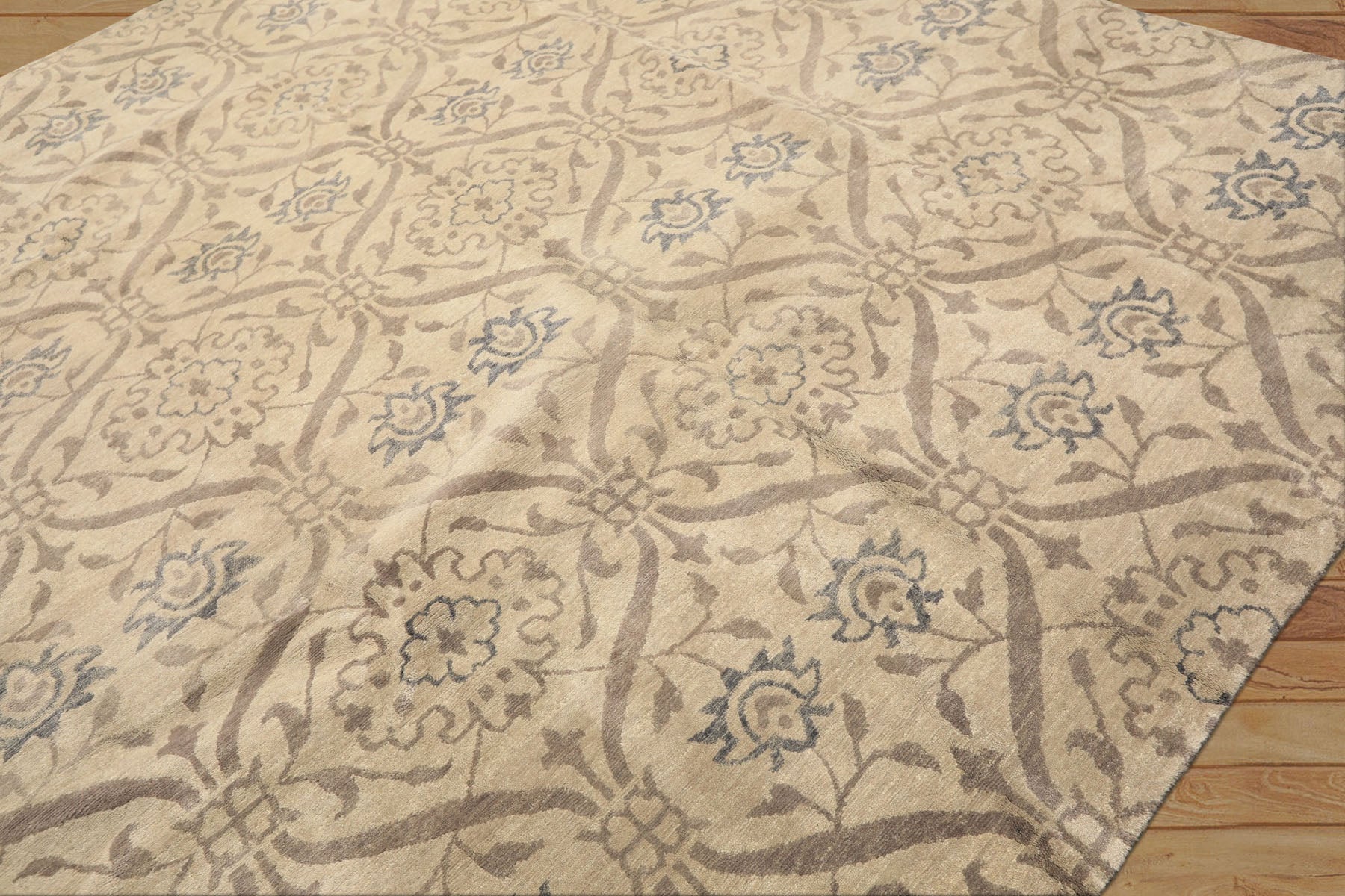 8x10 Gray, Taupe, Slate Color Hand Knotted Tibetan Wool Transitional Oriental Rug