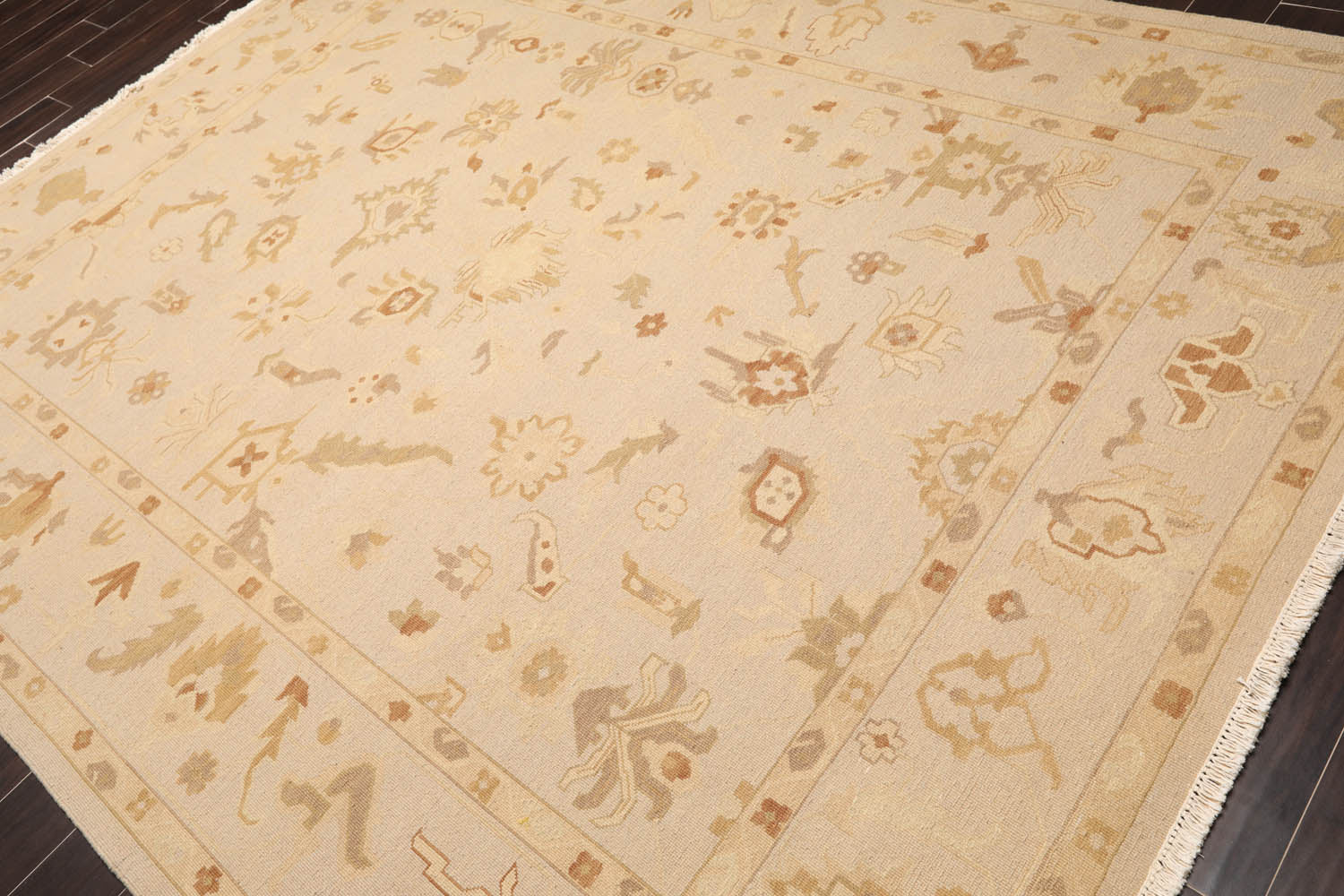 8x10 Moss, Beige, Brown Color Hand Knotted All-Over 100% Wool Traditional Oriental Rug