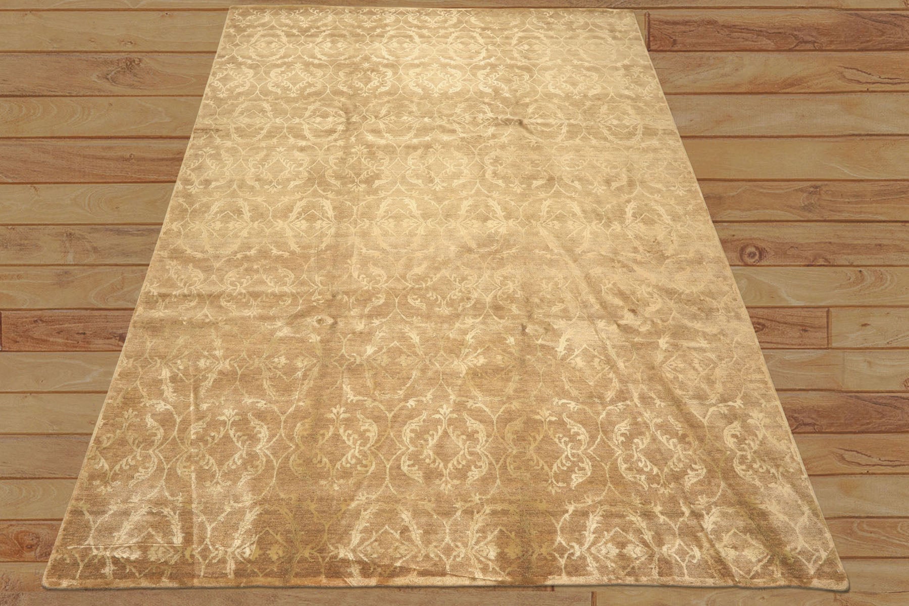 9x12 Moss, Beige, Color Hand Knotted Tibetan Wool & Bamboo Silk Transitional Oriental Rug