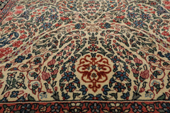 4x6 Ivory, Black, Rose Color Hand Knotted Kashan New Zealand Wool Traditional Oriental Rug