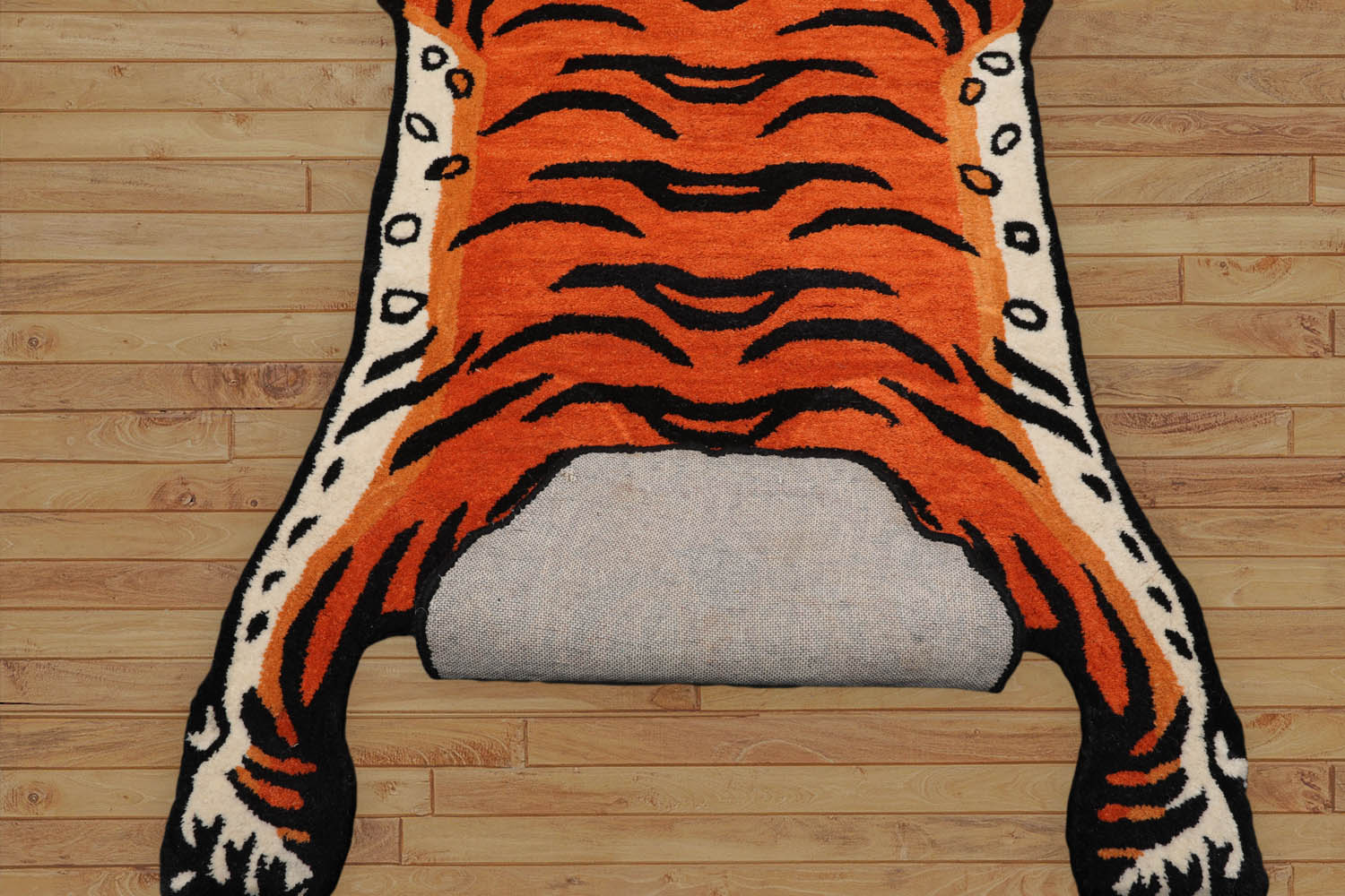 3x5 Orange, Black, White Color Hand Tufted  100% Wool  Oriental Rug