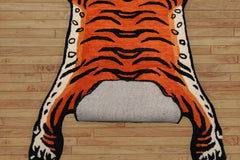 3x5 Orange, Black, White Color Hand Tufted  100% Wool  Oriental Rug