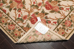 6x9 Beige, Rose, Green Color Hand Knotted All-Over 100% Wool Traditional Oriental Rug